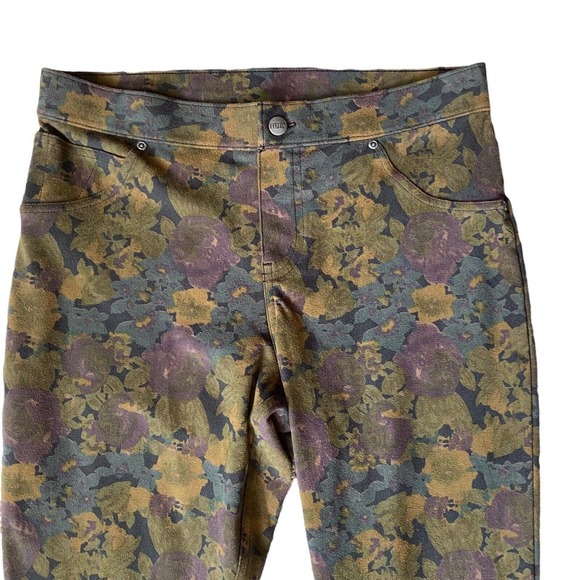 Hue Women's Mid-Rise Fall Colors Green Stretch Slim Fit Pull On Leggings R127 - Picture 2 of 5